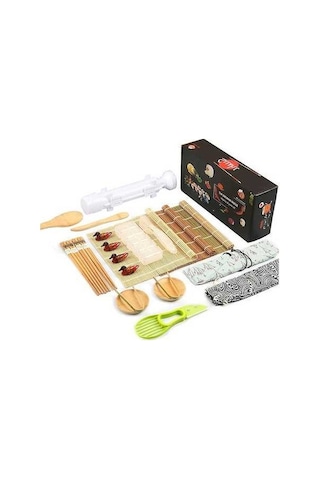 Besthome1 23 Parça Züccaciye Seti: Profesyonel Sushi Seti Bambu Mat, Çubuk, Bıçak Çok Renkli