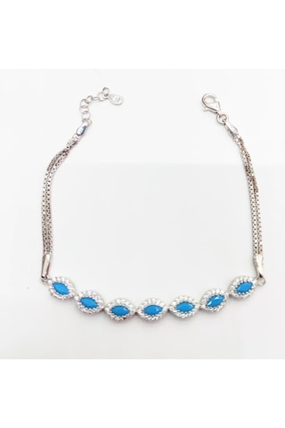 Oriental Kuyumculuk Jewellery Firüze Taşlı Gümüş Bileklik Mavi