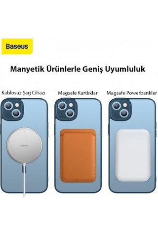 Baseus Kamera Korumalı Magsafe Uyumlu Apple iPhone 14 Plus Kılıf Ve Ekran Koruyucu Set Phone