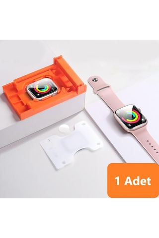 Apple Watch Uyumlu 9 8 7 45mmiçin Takma Aparatlı Ekran Koruyucu Kırılmaz Kolay Kurulum Kitli Yüksek Hassasiyetli Nano Cam
