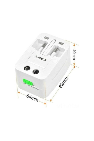 Qingmipy Evrensel Seyahat Adaptörü: Usb Çift Portlu, Avrupa/ingiltere Standartları, 150+ Ülke Uyumlu, 1500w Güç, Dayanıklı Abs Malzeme