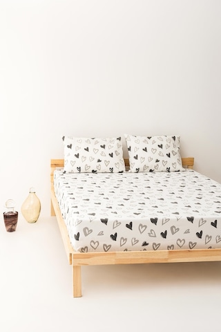 Soley Mix & Match Lover %100 Pamuk Çift Kişilik Çarşaf Seti Beyaz
