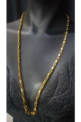 Vog Unisex Xuping Vip Model Perçinli Oval Tasarım Sevgiliye,babaya,eşe,arkadaşa Hediye Çelik Kolye Sarı