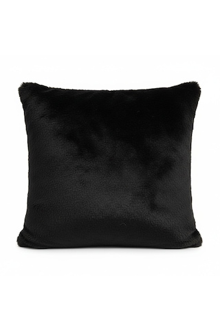 Premium Siyah Peluş Kırlent Kılıfı 45x45 Cm Yumuşak Dokulu, Şık Ve Modern Koyu Siyah