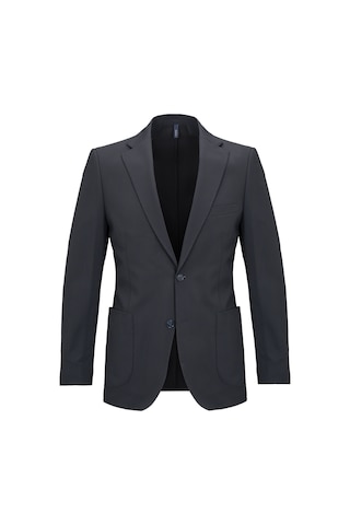 Hatemoğlu Lacivert Slim Fit Çizgili Mono Yaka Takım Elbise