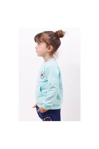 Toontoy Kız Çocuk Göğsü Kalp Nakışlı Sweatshirt Açık Mint Yeşili Mint