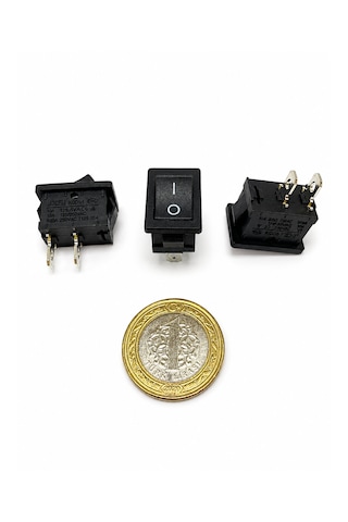 Kare Işıksız On/off Anahtar Switch 2 Pin 15x21 Mm Siyah Anahtar 25 Adet 6A-250V