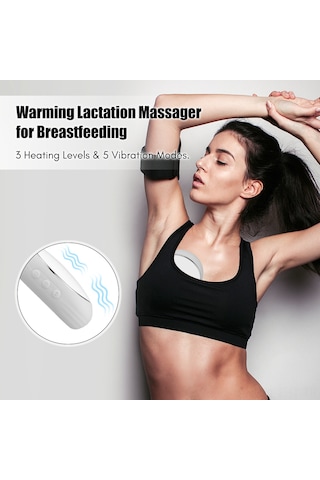 Hangfox Anne Sütü İçin 3 Derece Isıtma Ve 5 Titreşim Modlu Gri Emzirme Masaj Cihazı Çok Renkli