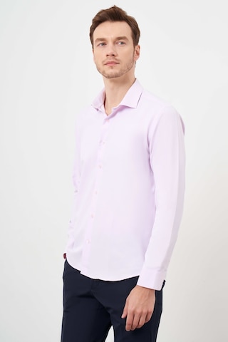 Morven Erkek Pudra Şamre Desenli Slim Fit Gömlek Pudra