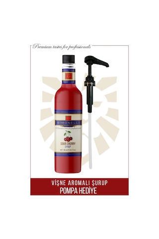 Simonelli Kahve ve Kokteyl Şurubu Vişne Aromalı 700 ML + Pompa