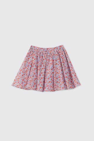 Made With Liberty Fabric Liberty Kumaş Kız Çocuk Çiçek Desenli Etek Kırmızı
