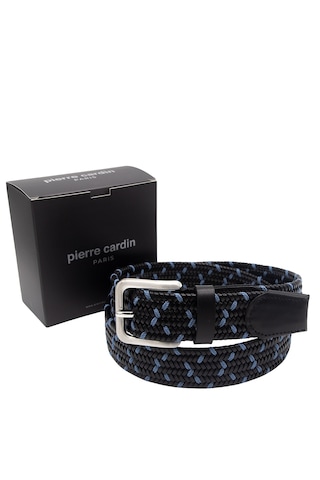 Pierre Cardin Premium Örgü Deri Kemer En 3,5 Cm Pc-1713 Siyah - Mavi