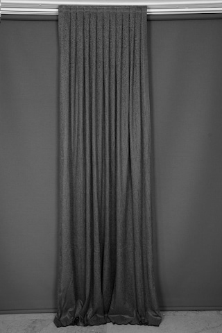 Çizgili Siyah Renk Hazır Dikilmiş Pileli Fon Perde 75x260 Cm