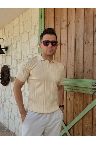 Erkek Polo Yaka Tişört Bej Bej