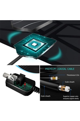 Xindoker 4k İç Mekan Dijital Tv Anteni, 1080p Hd Kalite, Geniş Alıcı Menzili, 25db Amplifikatörlü, 3m Kablo