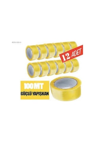 12 Adet 45mm X 100mt Şeffaf Koli Bandı Süper Kalite Koli Bantı Evimdeyokyok