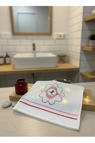 Kırmızı Pip Studio Love Birds Serisi Uyumlu Saf Pamuk Kadife El Havlusu 30x50cm Çok Renkli