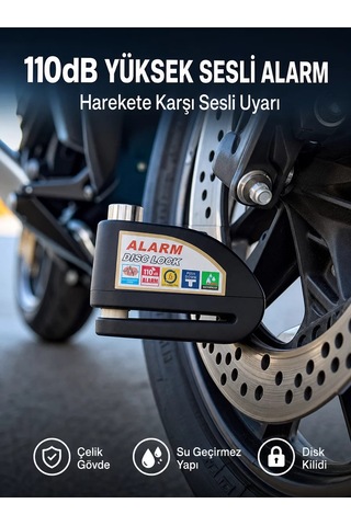 Hepsi Yüksek Sesli 110db Çelik Disk Kilidi Su Geçirmez Yeni Nesil Najmaddin