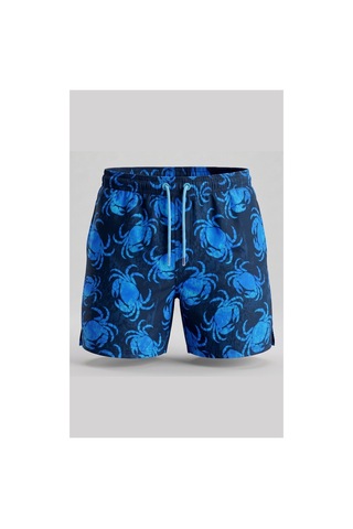 Wild Wood Garment Wild Wood "deep Blue Crab" Yengeç Desenli Hızlı Kuruyan Erkek Deniz Şortu Mavi
