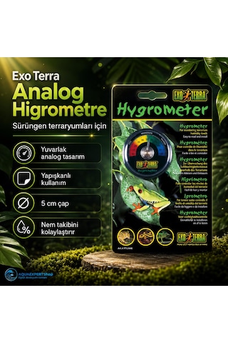 Sürüngen Terraryumları İçin Yuvarlak Analog Nem Ölçer Higrometre - Yapışkanlı - 5 Cm