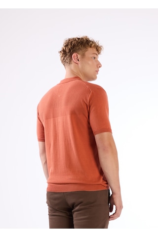 Dufy Kiremit Örgü Erkek Triko - Slim Fit KIREMIT