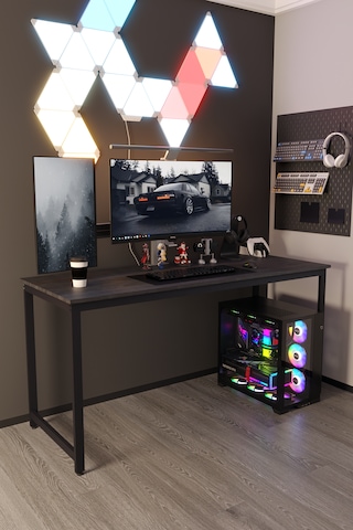 Siyah 160x60 Oyuncu Masası, Bilgisayar Masası, Gamer Masası, Gaming Masa, Metal Ayaklı - Ss-160 Siyah