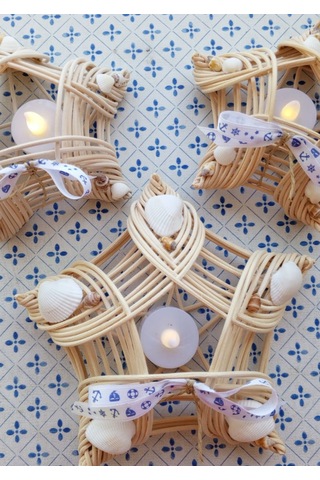 Yıldız Marin Mumluk Bambu 3'lü Set Tealight Bej