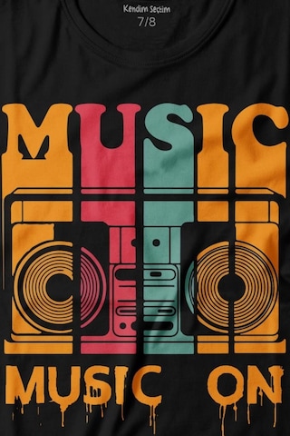 Kendim Seçtim Müzik Music On Kaset Teyp Baskılı Tişört Çocuk T-shirt 001