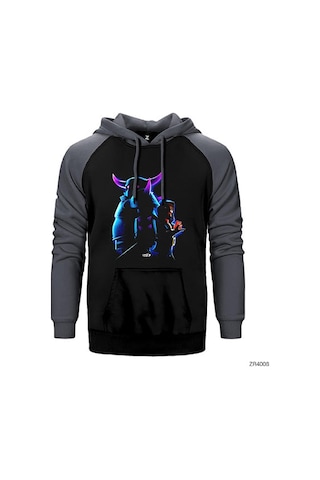 Clash Of Clans Büyücü Ve Pekka Gri Renk Reglan Kol Sweatshirt / Hoodie