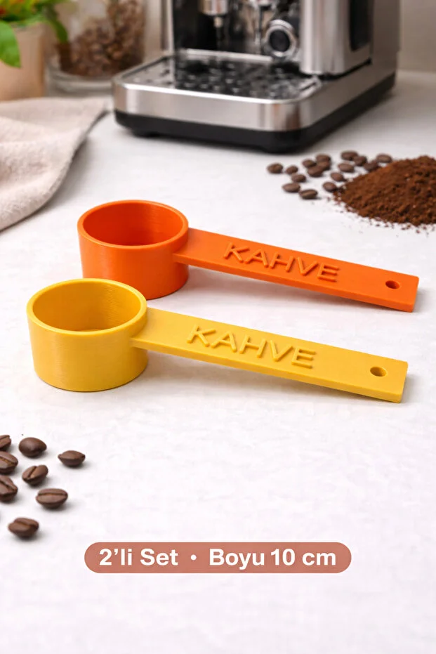 Kahve Yazılı Kahve Ölçü Kaşığı 2 Adet Espresso & Filtre Kahve Set-renk Seçenekli Sarı