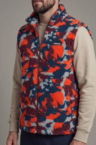 Genius Store Erkek Yelek İçi Şardonlu Sherpa Peluş Yelek Tam Fermuarlı Cepli Kuzu Outdoor Yelek Kırmızı