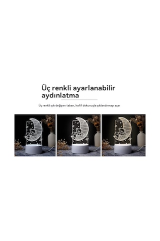 3d Gece Lambası Usb Renkli Uzaktan Kumanda - Sevimli Ayıcık Diğer