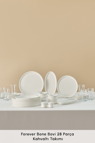Karaca Forever Bone Bovi 28 Parça 6 Kişilik Kahvaltı Takımı Beyaz