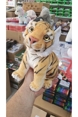 Oyuncak Peluş Uyku Arkadaşı Realistik Oturan Yavru Kaplan Peluş Oyuncak 30 Cm
