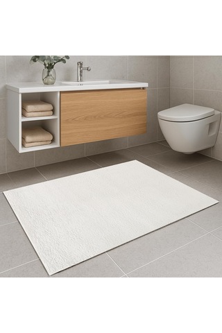 Krem Banyo Paspası Peluş Kaymaz Taban Yumuşak Doku Makinede Yıkanabilir 4 Ölçü 60x100 Cm Çok Renkli