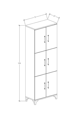 % 100 Mdflam Çok Amaçlı Kiler,Balkon,Banyo 6 Kapaklı Dolap