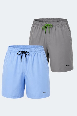 Slazenger Reno 2 Li Set Erkek Cepli Deniz Şortu Şort Gri - Mavi