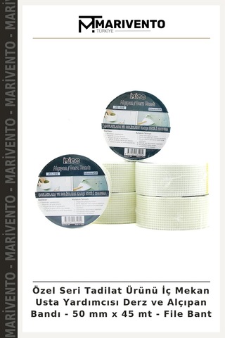 Özel Seri Tadilat Ürünü İç Mekan Usta Yardımcısı Derz Ve Alçıpan Bandı - 50 Mm X 45 Mt - File Bant