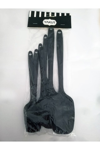 6 Parça Siyah Isıya Dayanıklı Yanmaz Yapışmaz Silikon Spatula Servis Seti