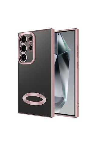 Zore Galaxy Uyumlu S24 Ultra Kılıf Kamera Korumalı Logo Gösteren Omega Kapak - Rose Gold Rose Gold