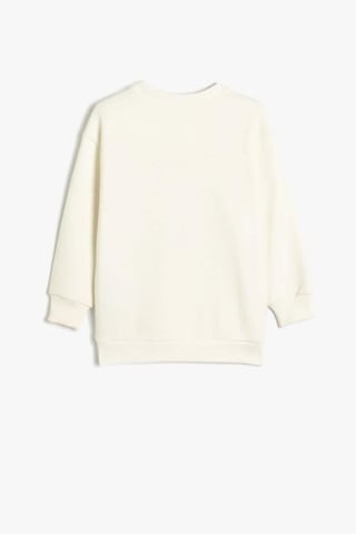 Hipatu Koton Erkek Çocuk Hayvan Baskılı Sweatshirt Bisiklet Yaka Boxy Pamuk Karışımlı Ekru