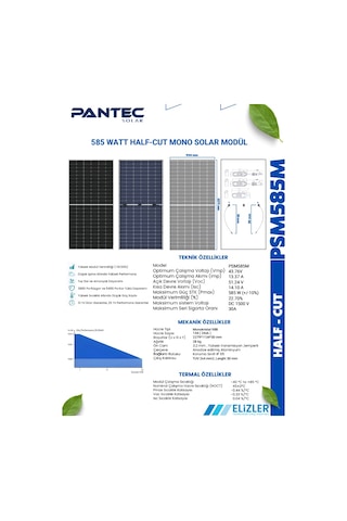 Pantec Solar 585w Halfcut Topcon Güneş Paneli