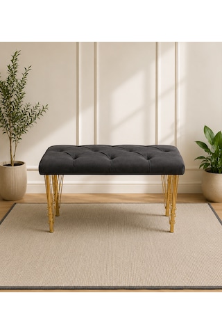 90cm Yeni Nesil Metal Gold Ayaklı Çok Amaçlı Puf Bench Antrasit