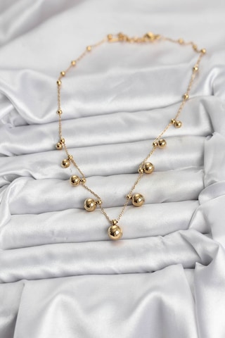 316l Çelik Zincir Gold Renk Topçuklu Kolye Eb-bko10632 Çok Renkli