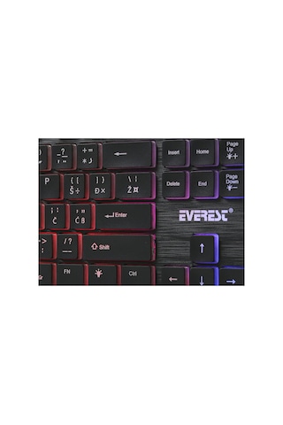 Everest Kb-840 Siyah Aydınlatmalı Usb Lc Layout Slim Klavye