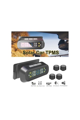 Boatshop1 Model T13 Didi Sürümü Evrensel Lastik Basınç İzleme Sistemi Tpms Kablosuz Güneş Şarj Lcd Ekran 4 Sensör Otomobil Karavan Suv Mpv