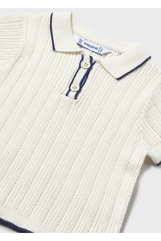 Mayoral Kız Bebek Polo Yaka Triko T-shirt Krem 01104