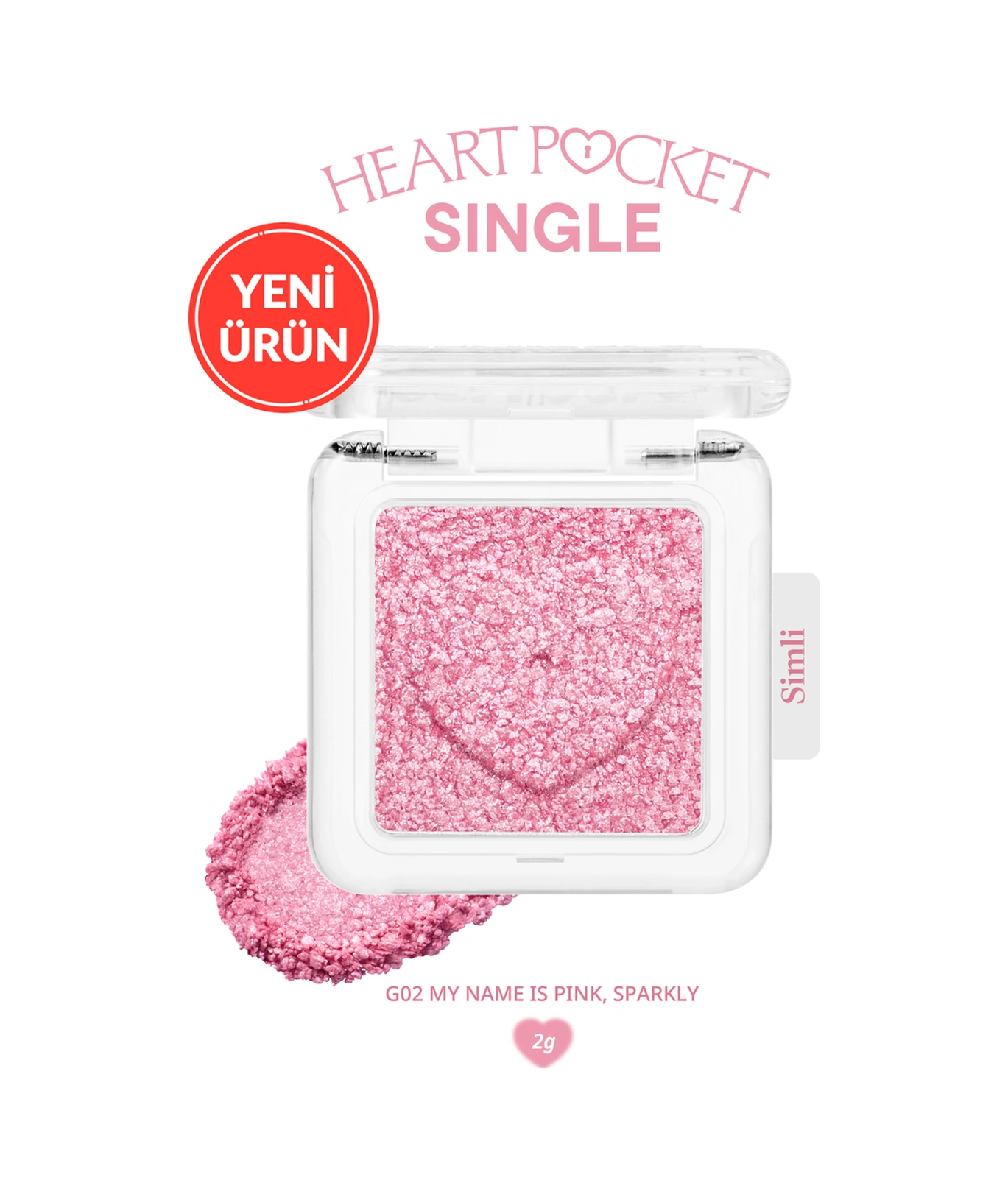Peripera Heart Pocket Single G02 My Name İs Pink Sparkly G02