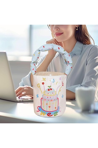 Homyl Kadın Kova Çantası Taşınabilir Çanta Günlük Sevimli Kek Kalıbı