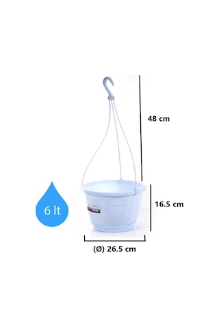 Omnipazar So-sm03 Safir Makrome Askılı Balkon Saksı 6 Lt Beyaz 6 Adet